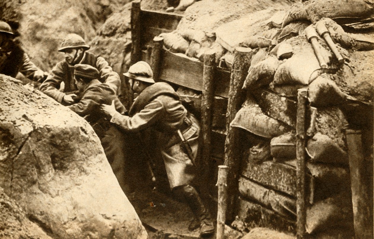 Żołnierze francuscy najeżdżający niemiecki rów, I wojna światowa, 1914-1918, 1933. autorstwa Unbekannt