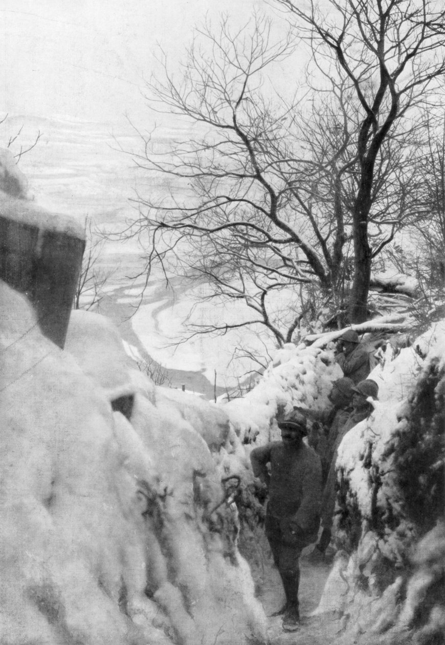 Francuskie okopy nad rzeką Piave, front włoski, grudzień 1917 autorstwa Unbekannt