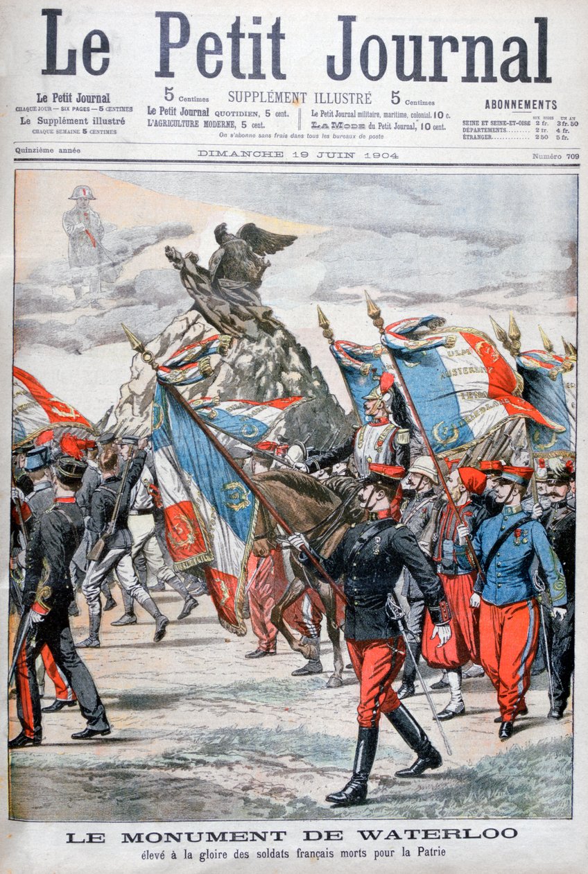 Wojska francuskie paradujące obok pomnika bitwy pod Waterloo, 1904 autorstwa Unbekannt