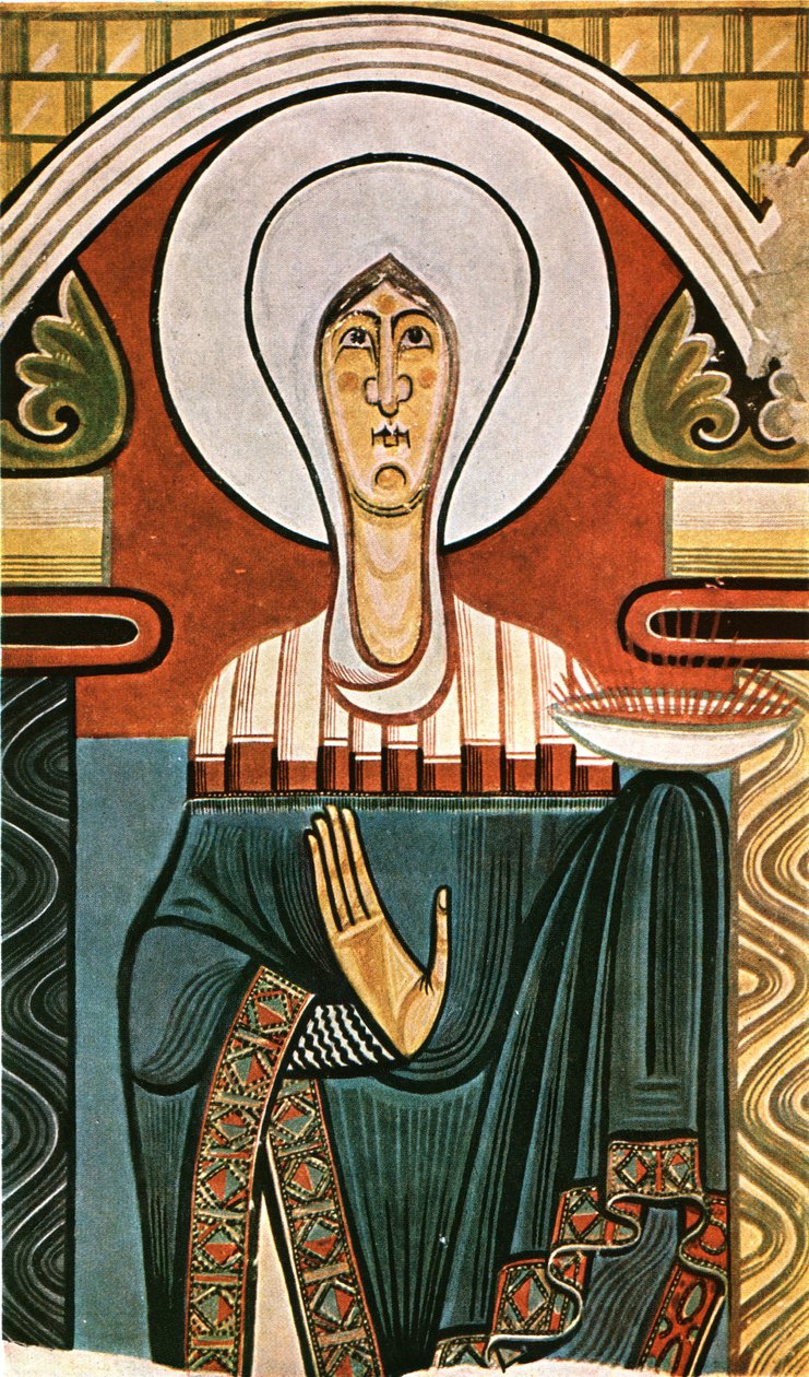 Fresk w kościele Sant Climent de Tahüll, Katalonia, Hiszpania, 1928 r. autorstwa Unbekannt
