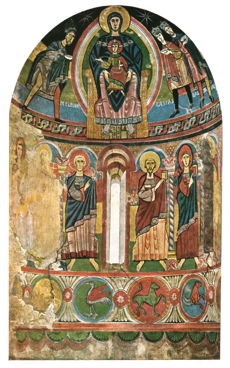 Fresk w kościele Santa Maria de Taüll, Katalonia, Hiszpania, 1928 r. autorstwa Unbekannt
