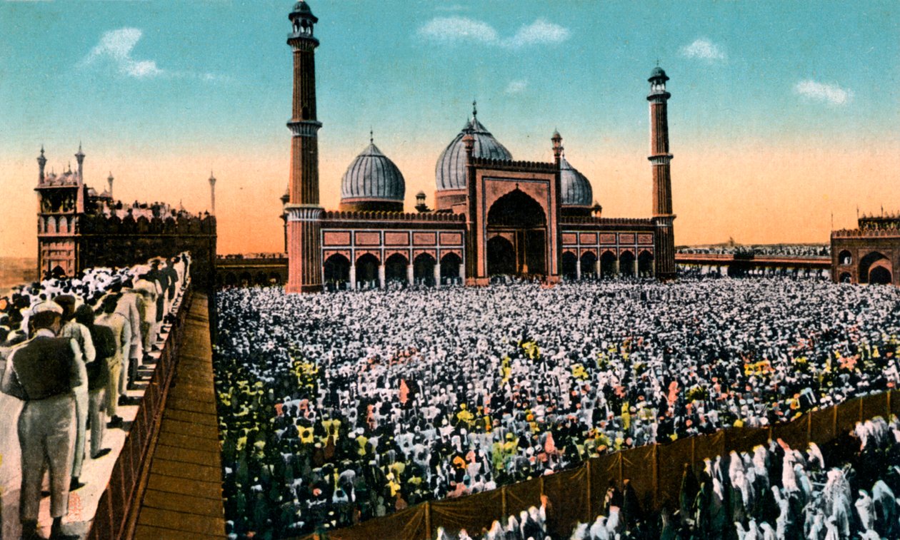 Piątkowe modlitwy, Jama Masjid, Delhi, Indie, początek XX wieku autorstwa Unbekannt