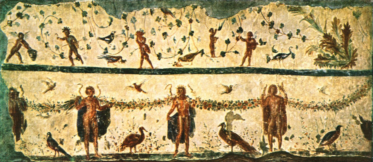 Fryz w jadalni Triclinium domu Pammachiusa, Rzym, Włochy, 1928. autorstwa Unbekannt