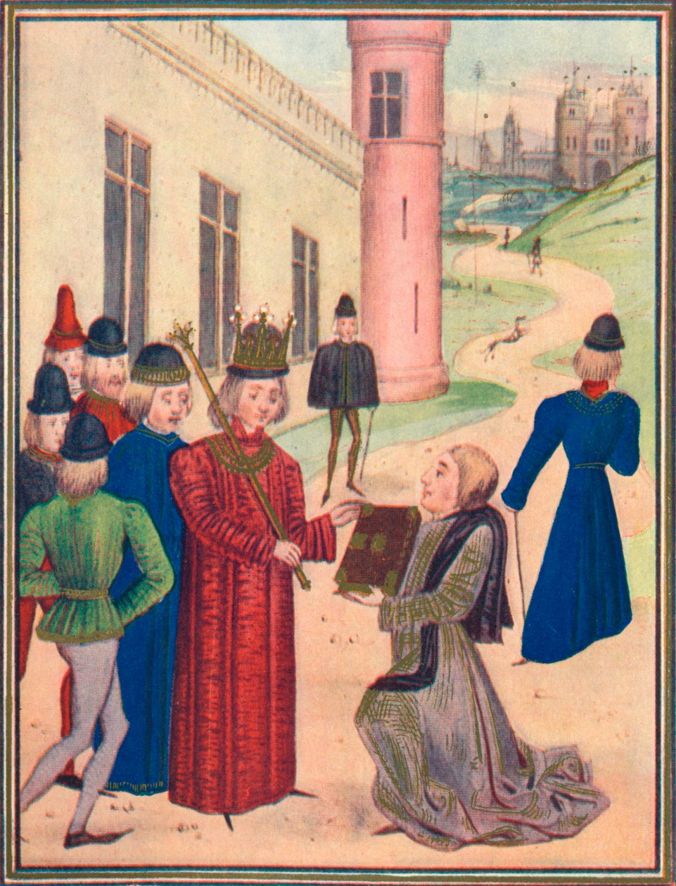 Froissart przedstawia Ryszardowi II swoją księgę wierszy miłosnych w 1395, 1905 autorstwa Unbekannt