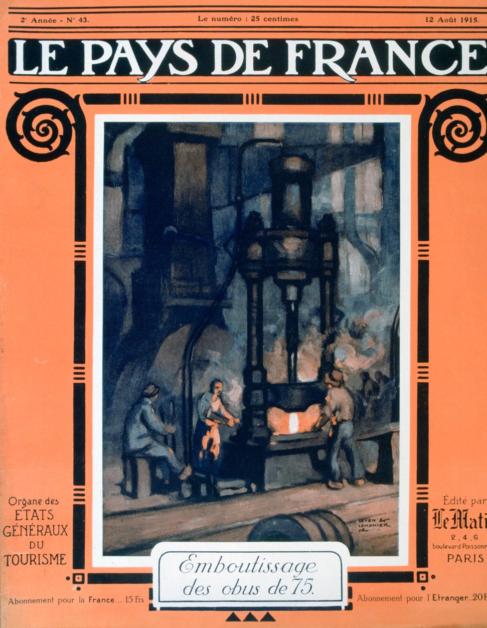 Przednia okładka Le Pays de France, 12.08.1915 r. autorstwa Unbekannt