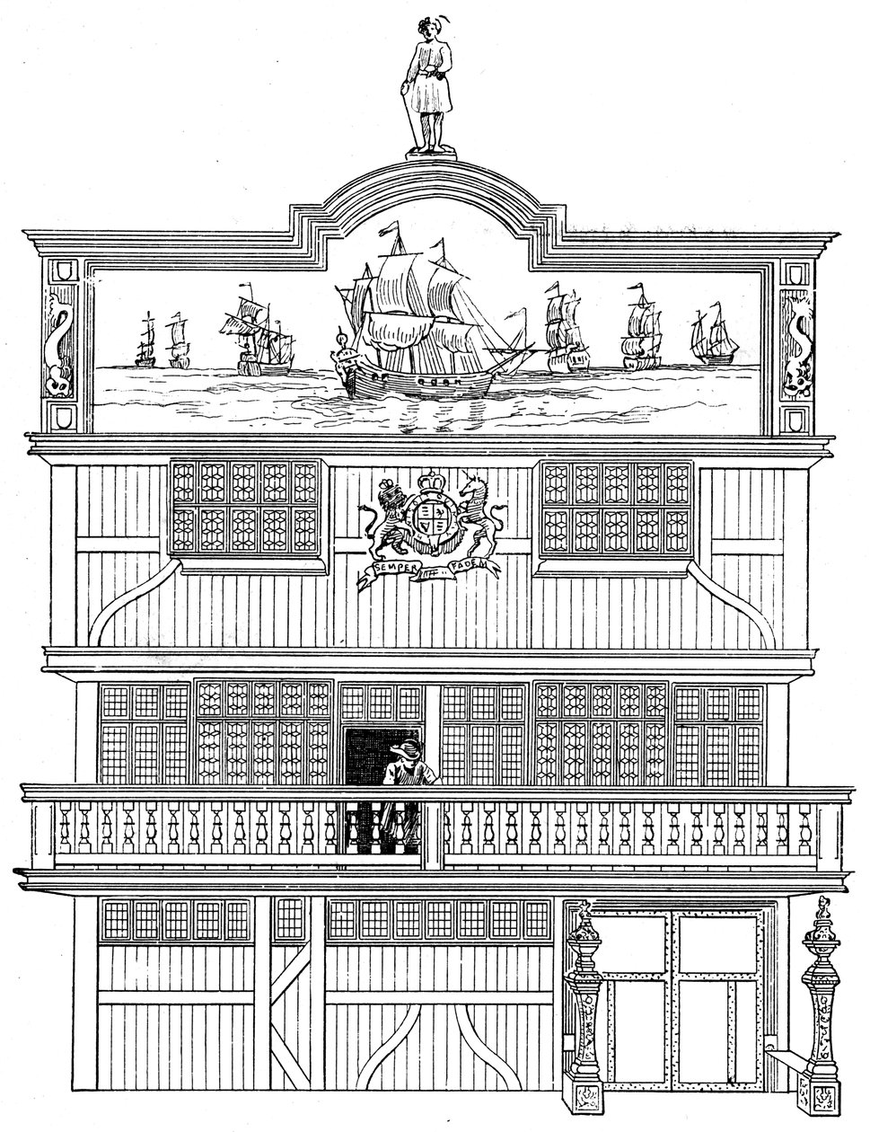 Front starego East India House, Londyn, 1894 autorstwa Unbekannt
