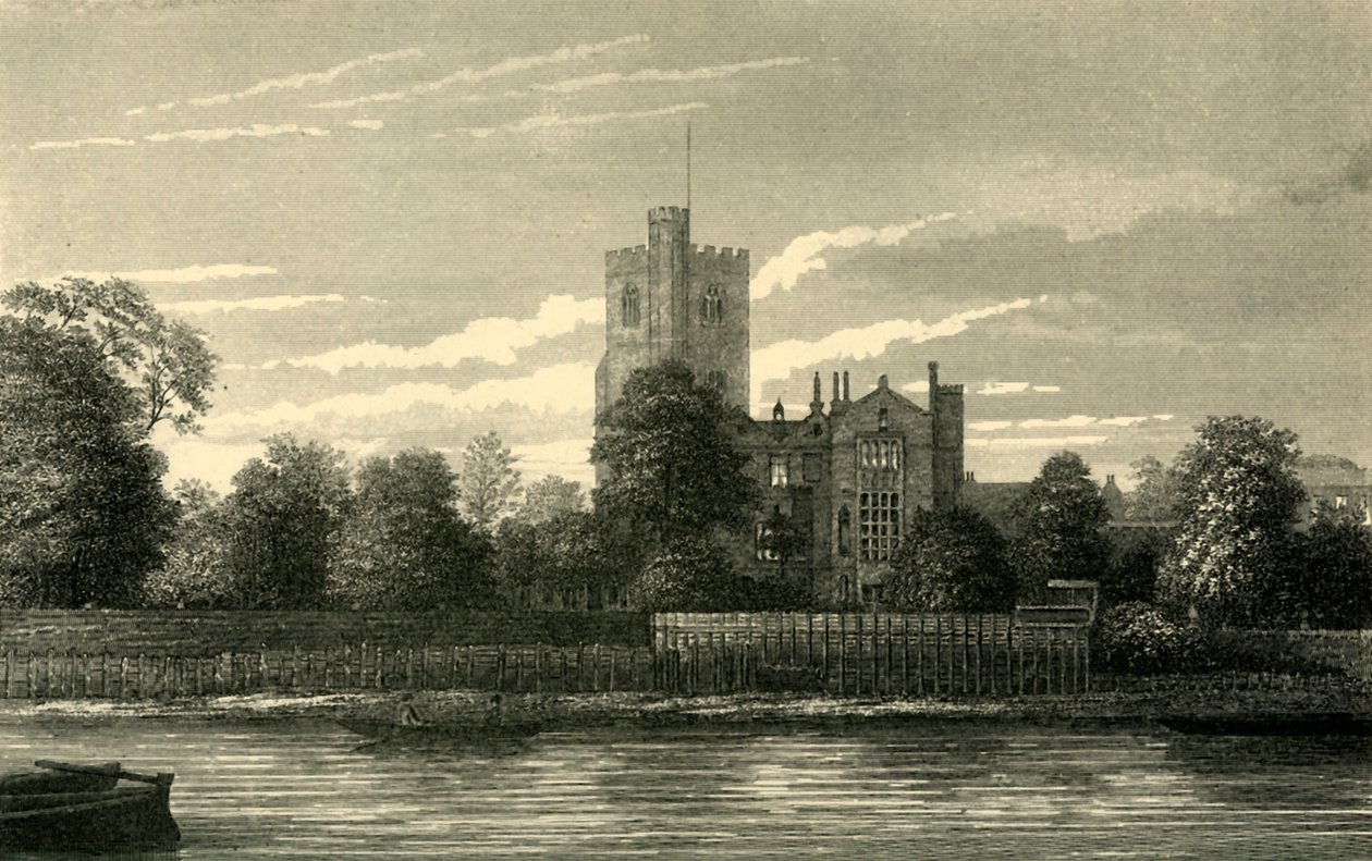 Kościół Fulham z Tamizy, ok. 1878 r. autorstwa Unbekannt