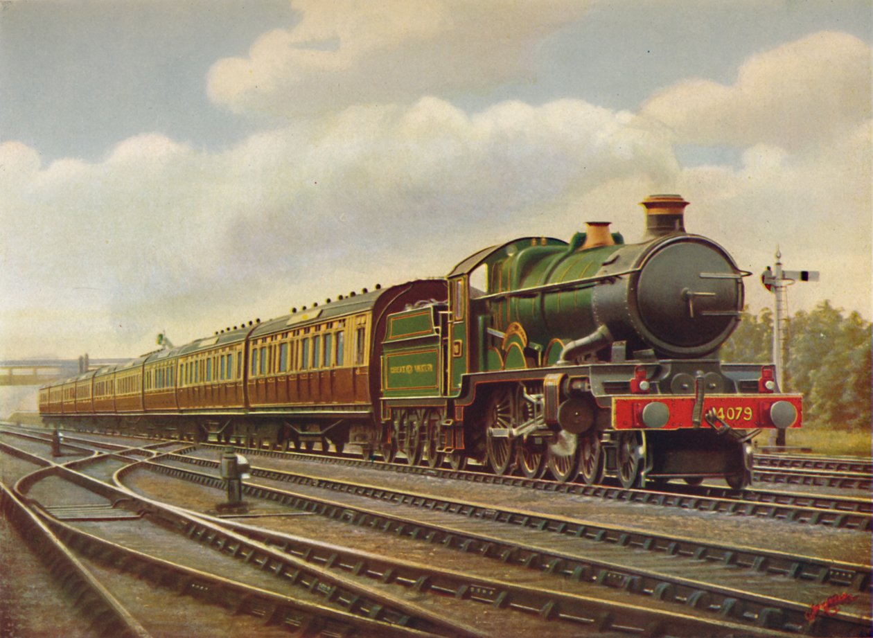 G.W.R. Cornish Riviera Limited Express przy pełnej prędkości,- Silnik Pendennis Castle., 1926 autorstwa Unbekannt