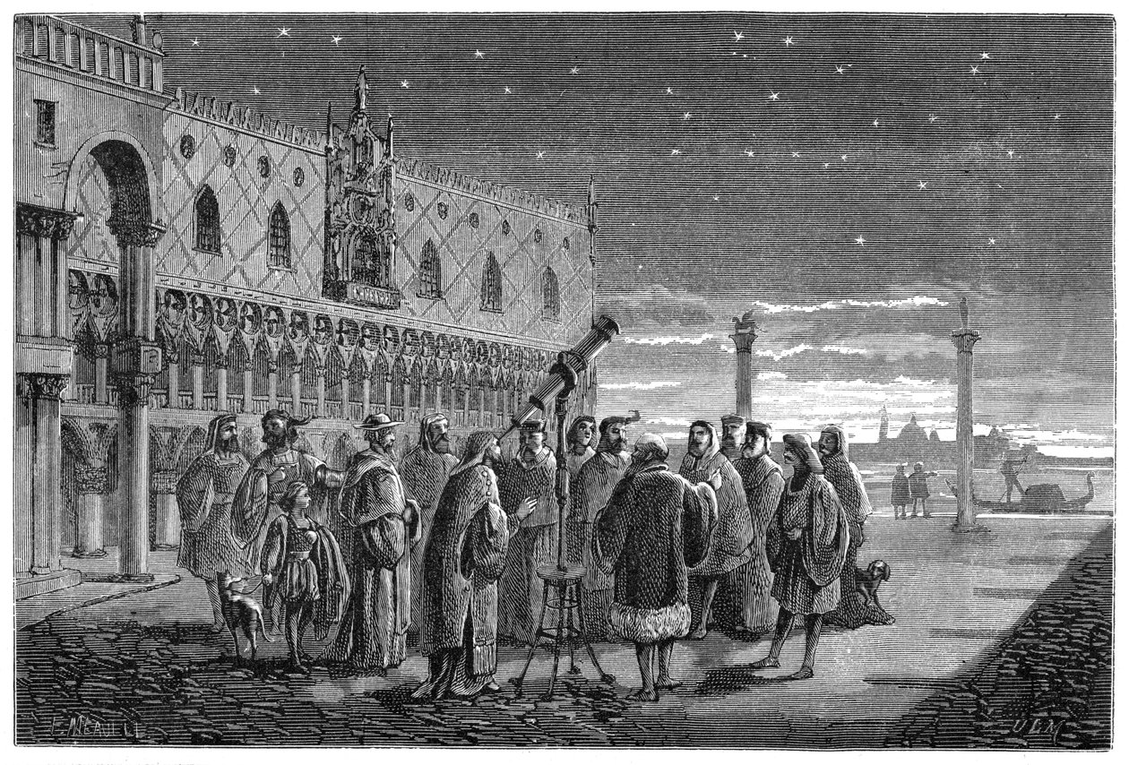 Galileusz demonstruje swój teleskop, Wenecja, 1609 1870 autorstwa Unbekannt