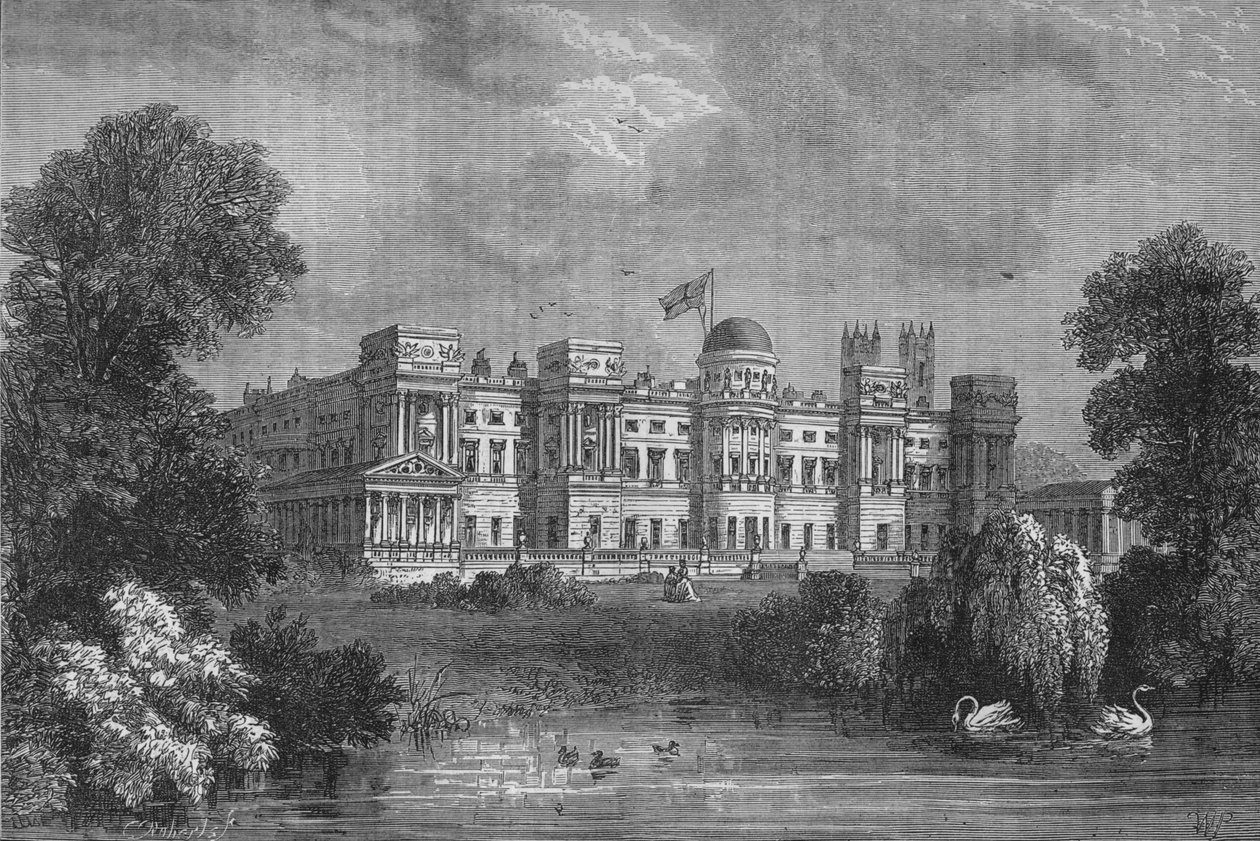 Front ogrodu Pałacu Buckingham, Westminster, Londyn, c1875 1878 autorstwa Unbekannt