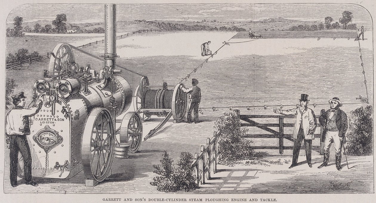 Garrett & Sons Dwucylindrowy silnik parowy i sprzęt do orki, c1862 autorstwa Unbekannt