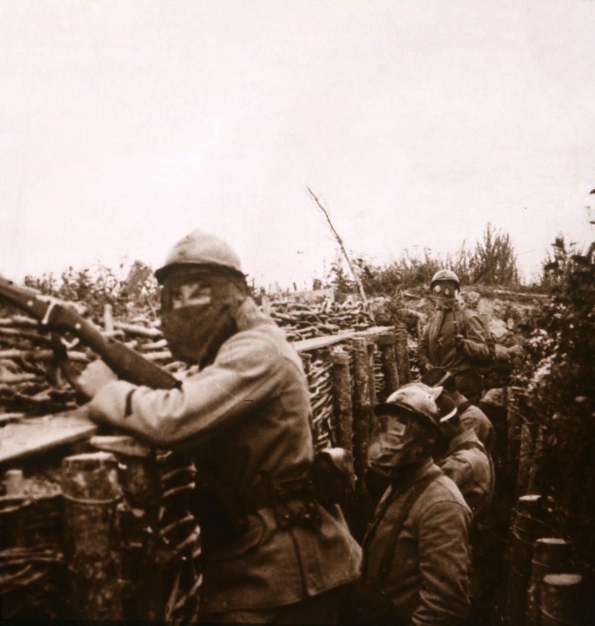 Alarm gazowy w okopach, Szampan, północna Francja, 1916 autorstwa Unbekannt