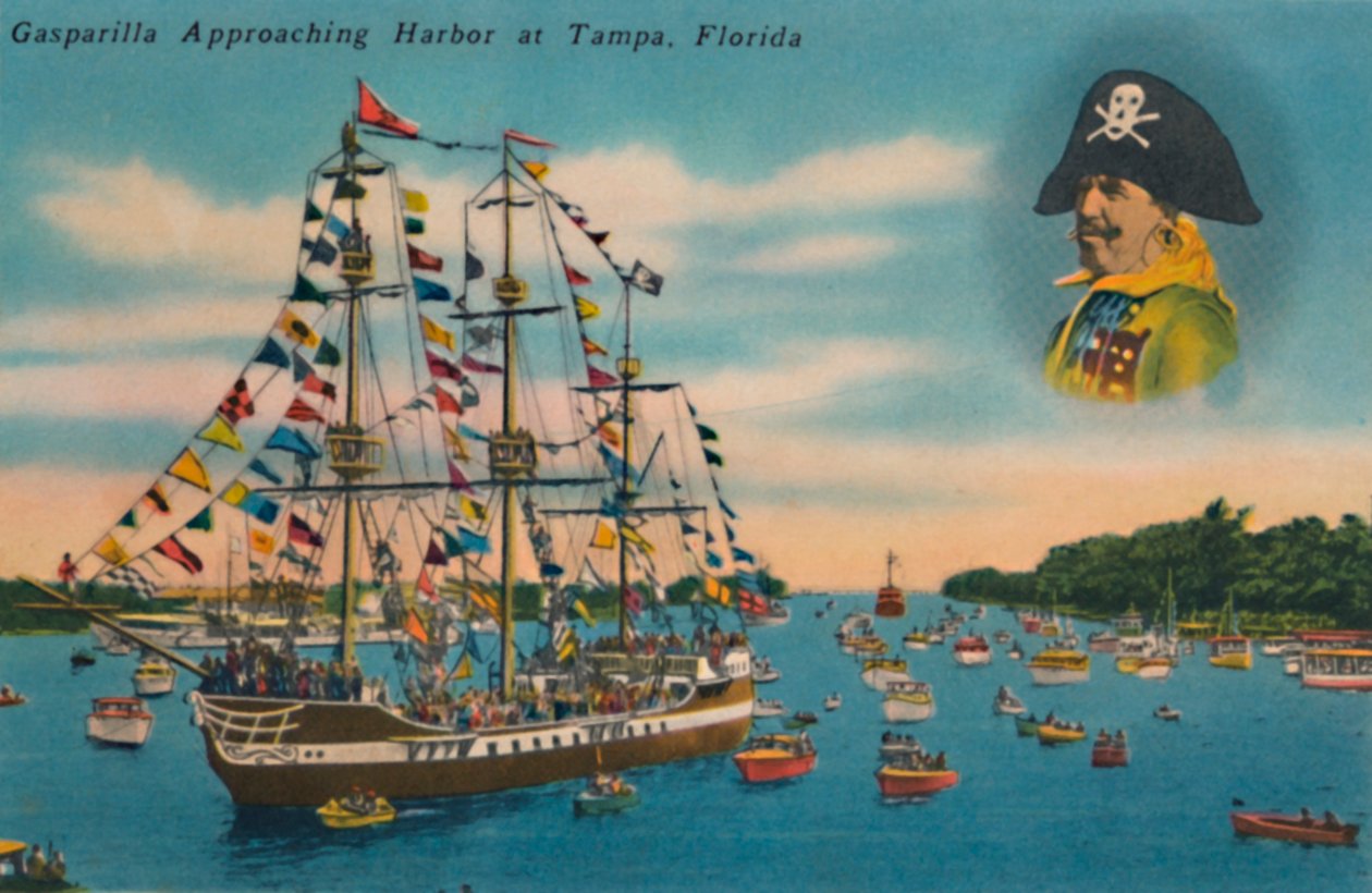 Gasparilla zbliża się do portu w Tampa na Florydzie, c1940 autorstwa Unbekannt