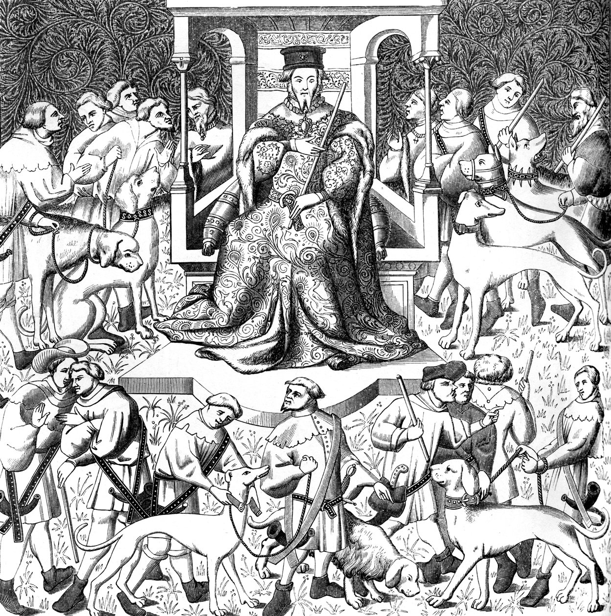 Gaston Phoebus nauczający sztuki venitu, XV wiek 1849 autorstwa Unbekannt