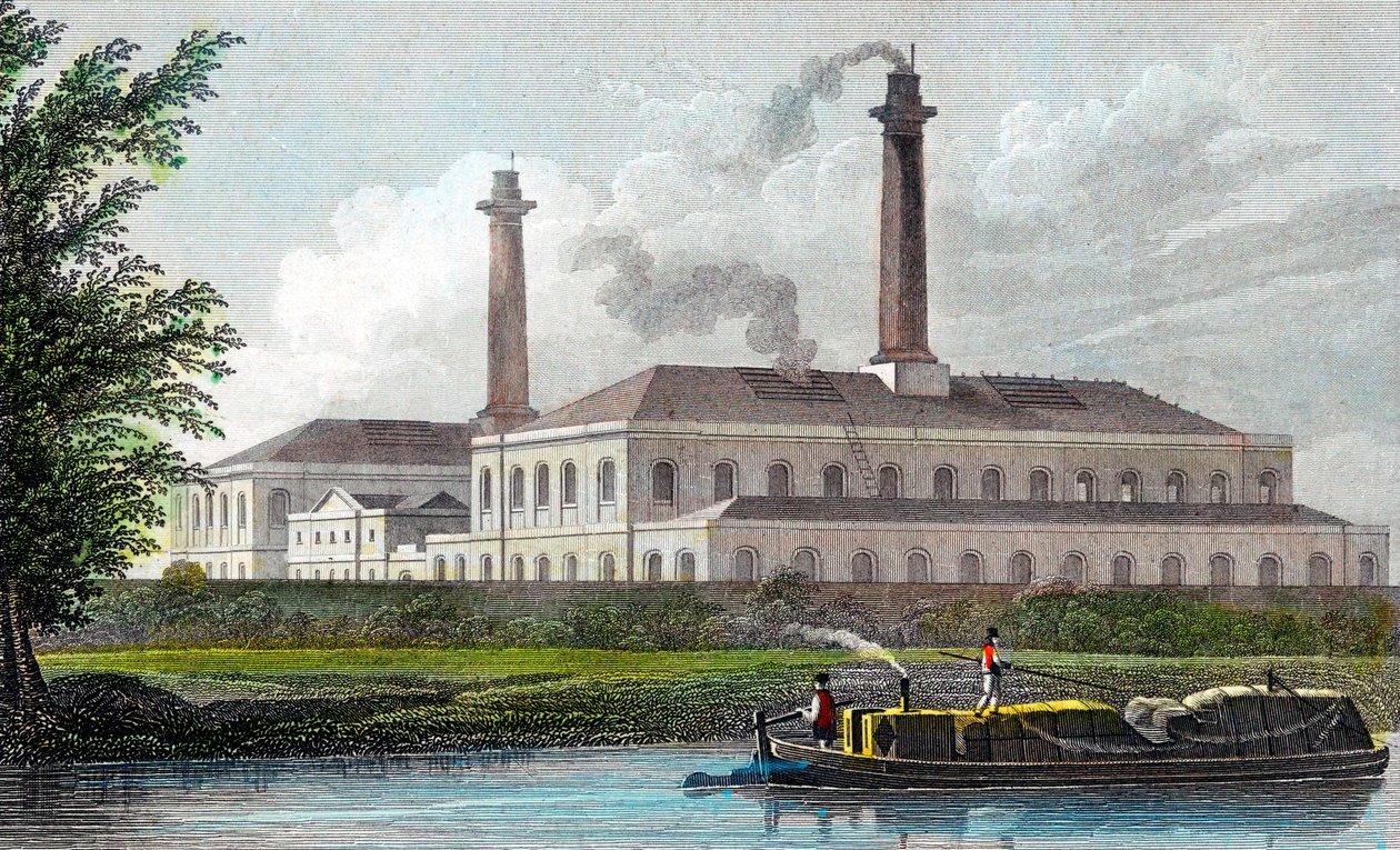 Gazownia na Regents Canal, Londyn, 1828 autorstwa Unbekannt