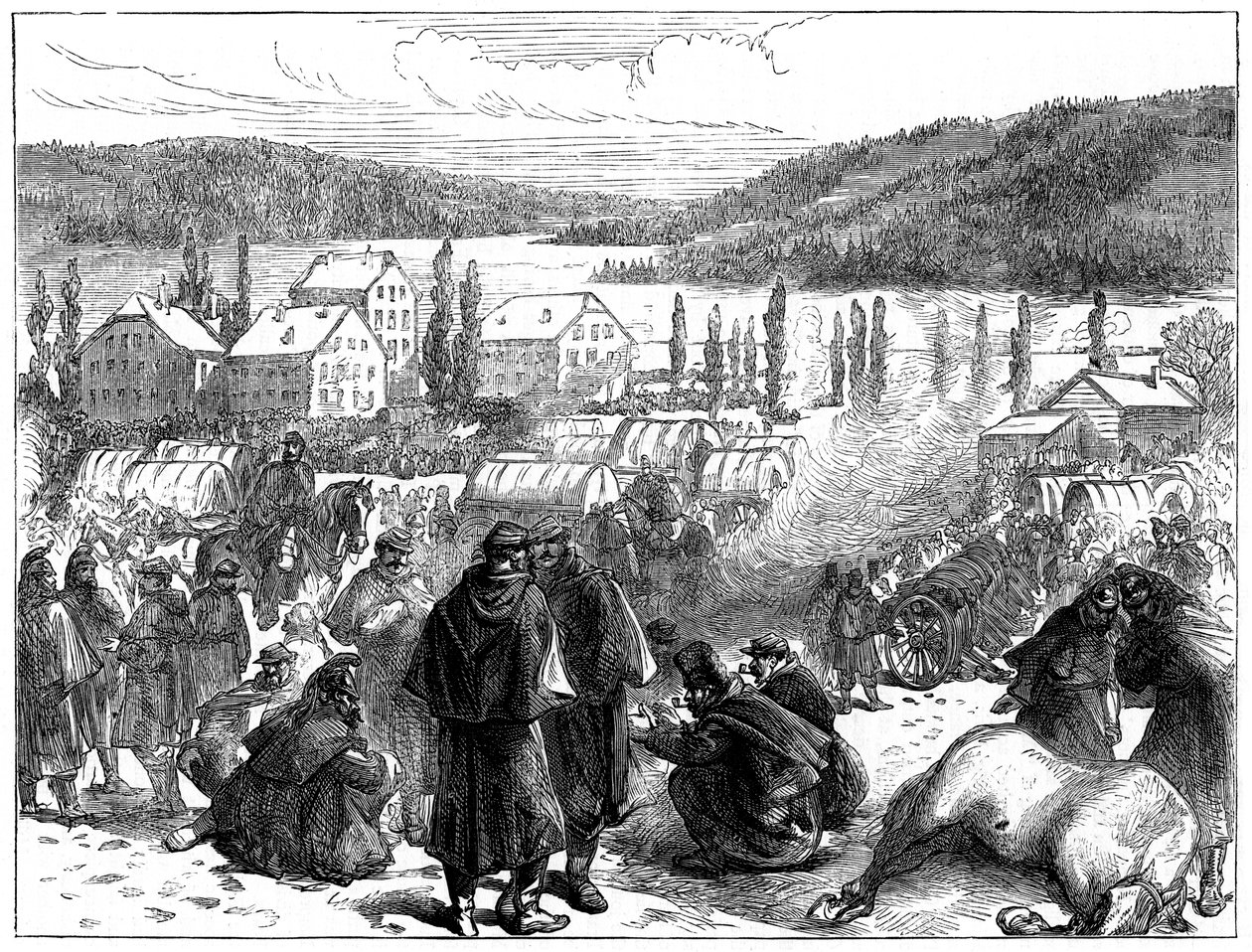Generał Bourbakis pokonał armię francuską w Szwajcarii, luty 1871 autorstwa Unbekannt