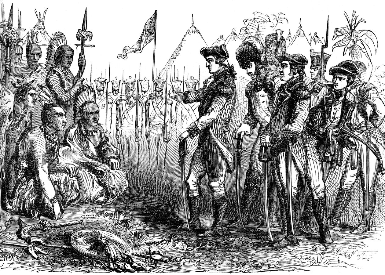 Generał Burgoyne przemawiający do Indian, 1777 c1880 autorstwa Unbekannt