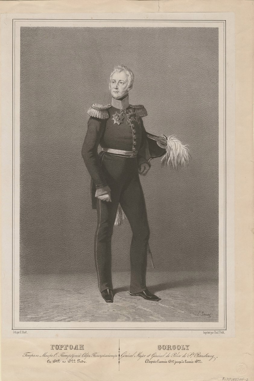 Generał Iwan Sawicz Gorgoli, szef policji w Petersburgu, 1822 r. autorstwa Unbekannt