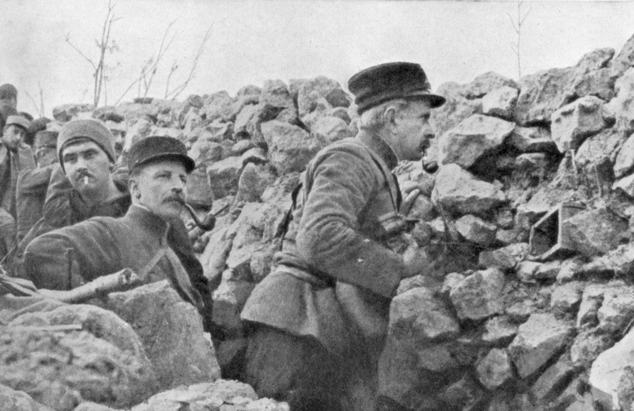Generał Marchand inspekcyjny w okopach, Szampan, Francja, I wojna światowa, 1915 autorstwa Unbekannt