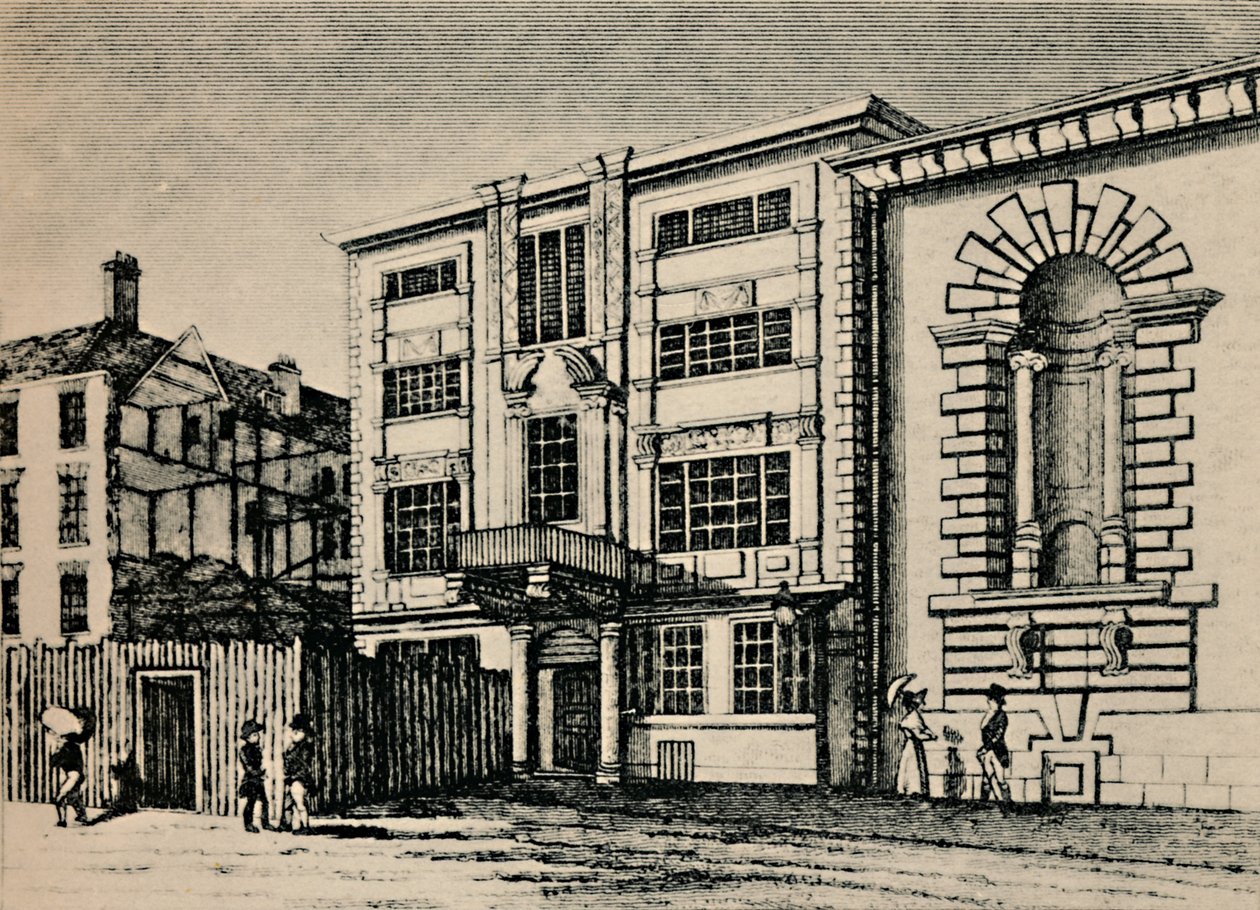 Główny Urząd Pocztowy, około 1793 r. – Pokazuje budynki przylegające do kawiarni Lloyds, 1928 r. autorstwa Unbekannt