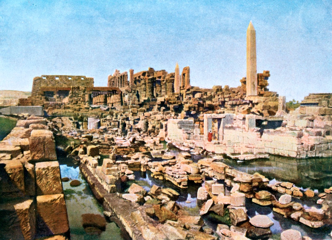 Widok ogólny Wielkiej Świątyni Amona-Re, Karnak, Luksor, Egipt, XX wiek autorstwa Unbekannt