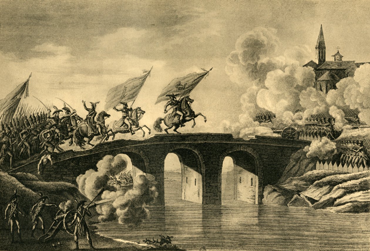Generałowie Bonaparte i Augereau szturmują most w Arcola, listopad 1796, 1921. autorstwa Unbekannt