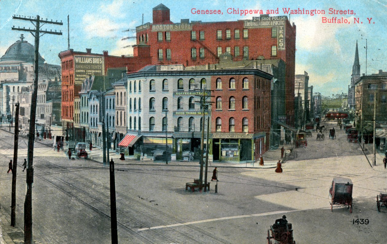 Genesse, Chippewa i Washington Streets, Buffalo, Nowy Jork, USA, c1910 autorstwa Unbekannt