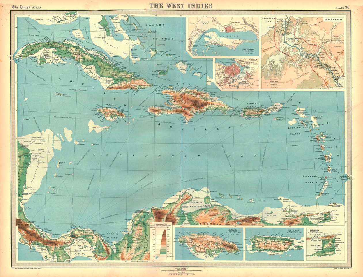 Mapa geograficzna Indii Zachodnich autorstwa Unbekannt