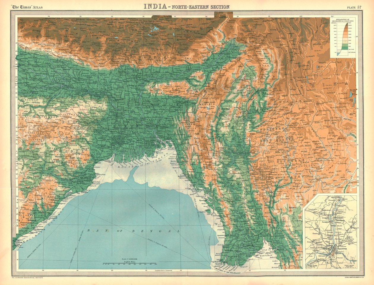 Mapa geograficzna północno-wschodniej części Indii, początek XX wieku autorstwa Unbekannt