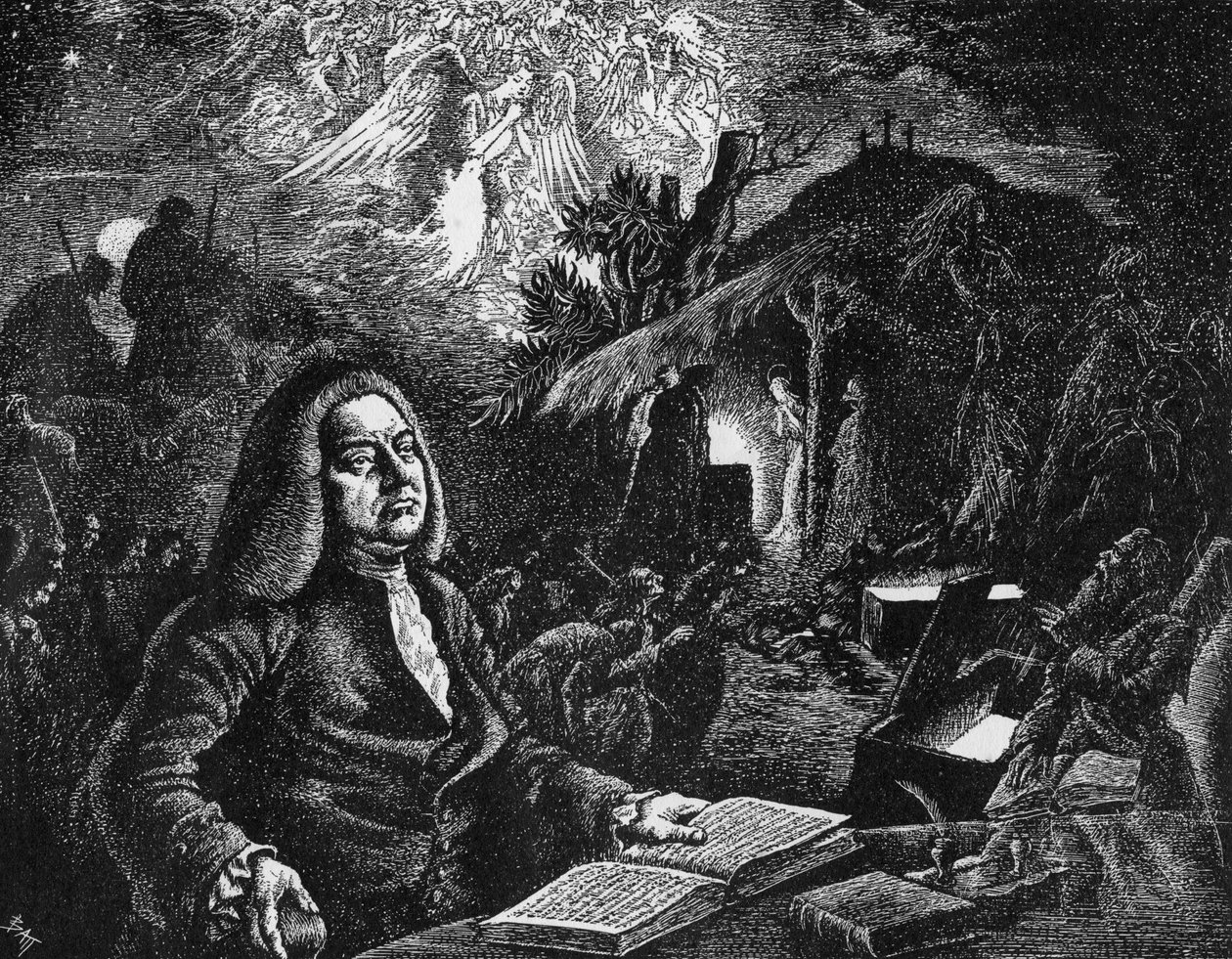 George Frideric Handel 1685-1759 komponuje swojego Mesjasza, XVIII w. autorstwa Unbekannt