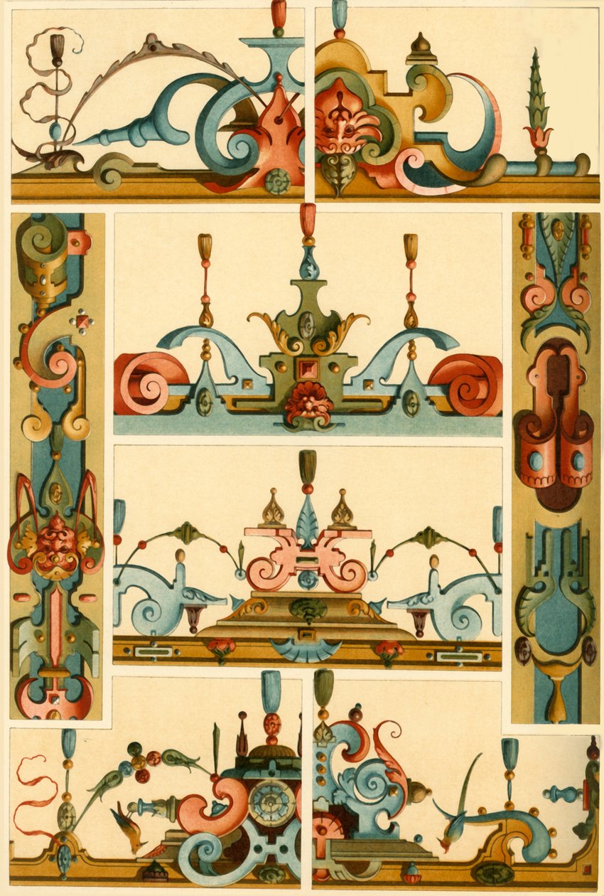 Niemiecki renesansowy obraz ścienny i ornament w kamieniu i drewnie, 1898. autorstwa Unbekannt