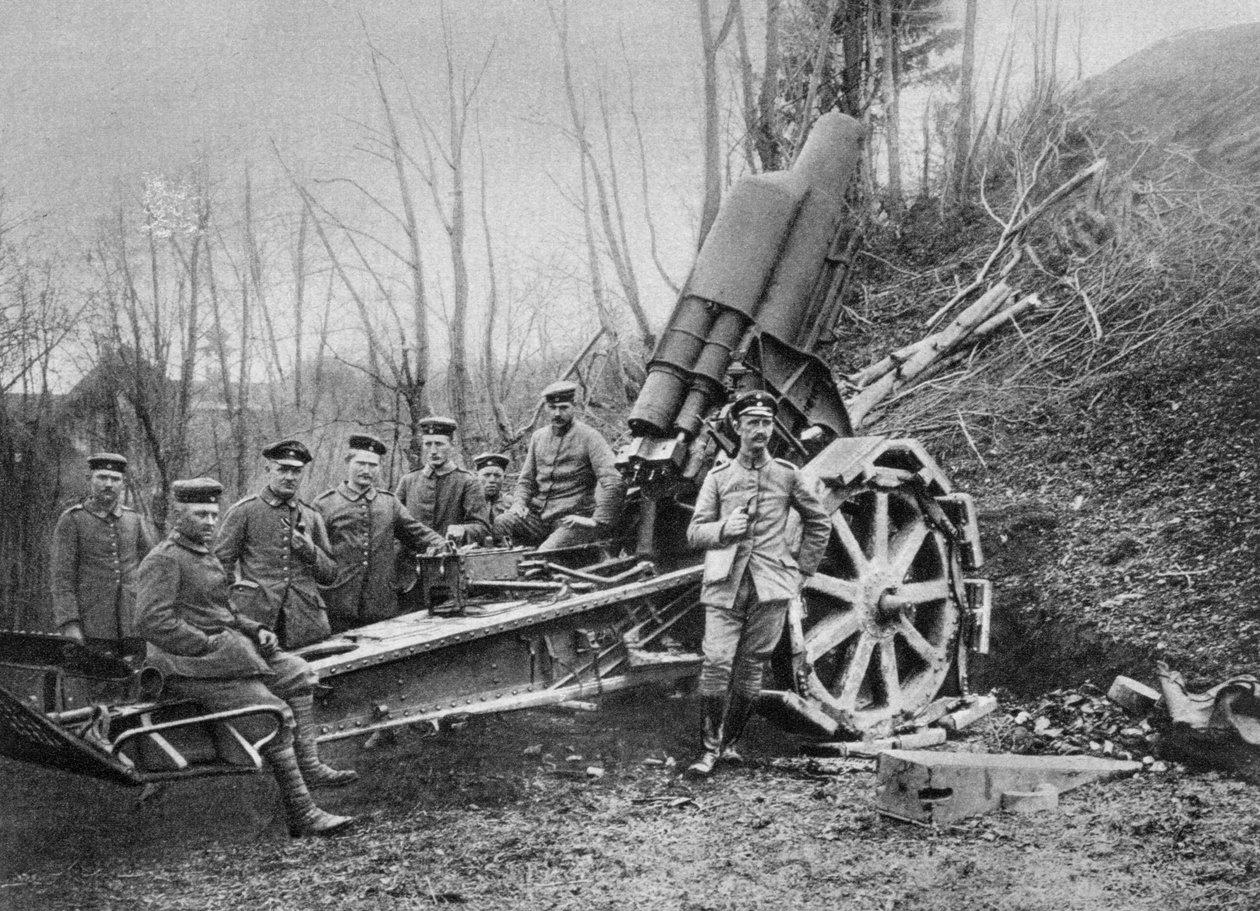 Niemiecki moździerz na froncie, Predeal, Rumunia, I wojna światowa, 1916 autorstwa Unbekannt