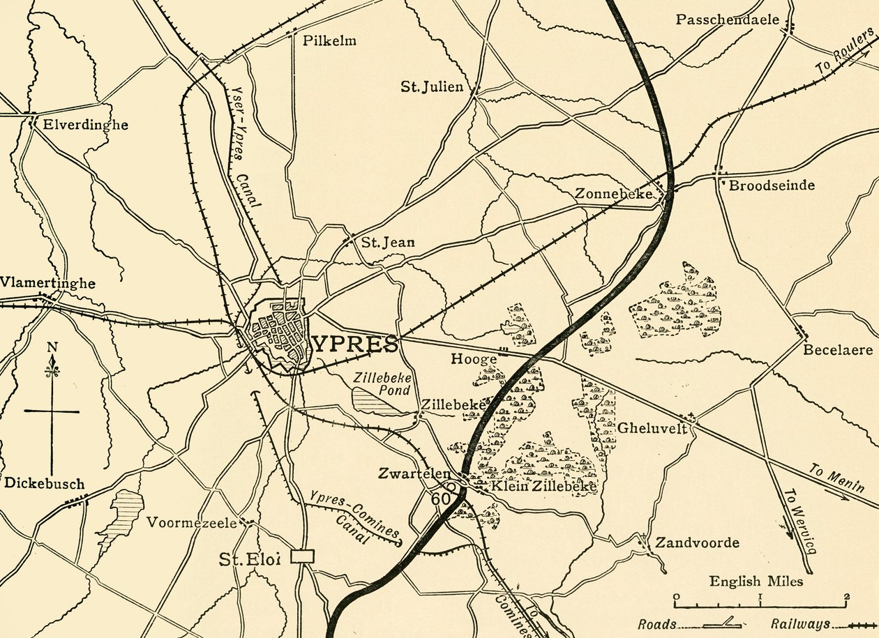 Pozycje niemieckie w okolicach Ypres, Flandria, I wojna światowa, 1915, c1920. autorstwa Unbekannt