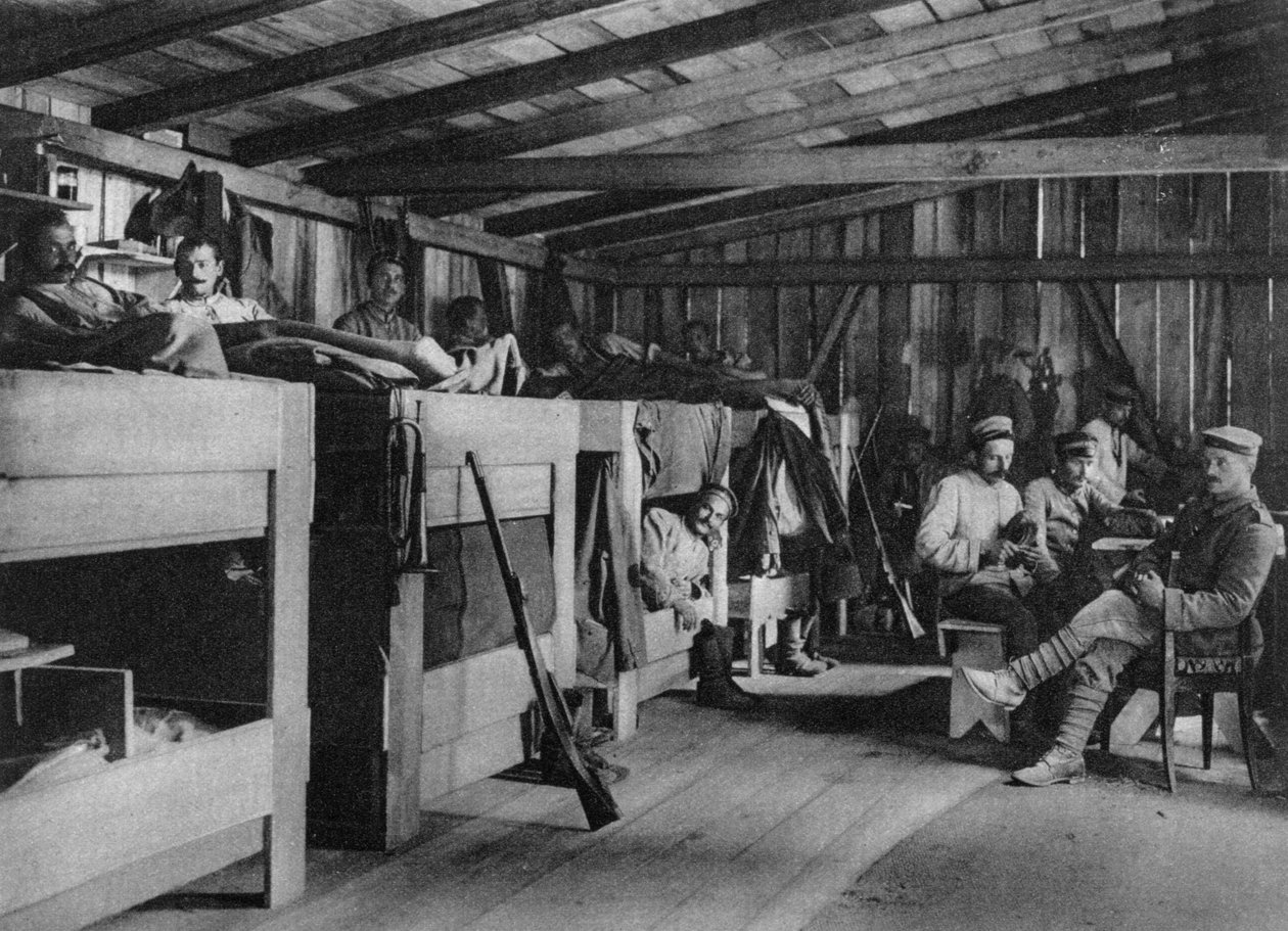 Żołnierze niemieccy w schronie reditowym, Wogezy, Francja, I wojna światowa, 1916 autorstwa Unbekannt