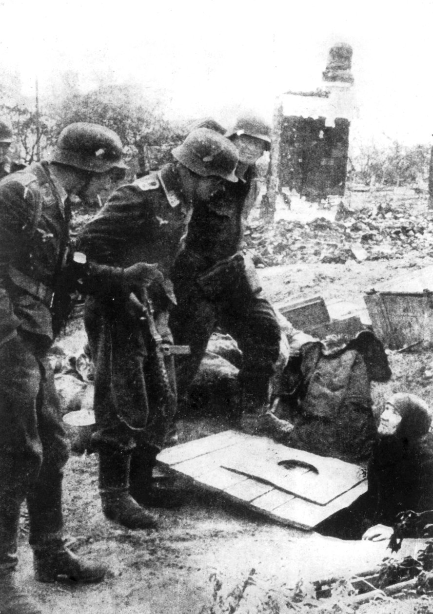 Wojska niemieckie wkraczające do Stalingradu, Rosja, wrzesień 1942 autorstwa Unbekannt
