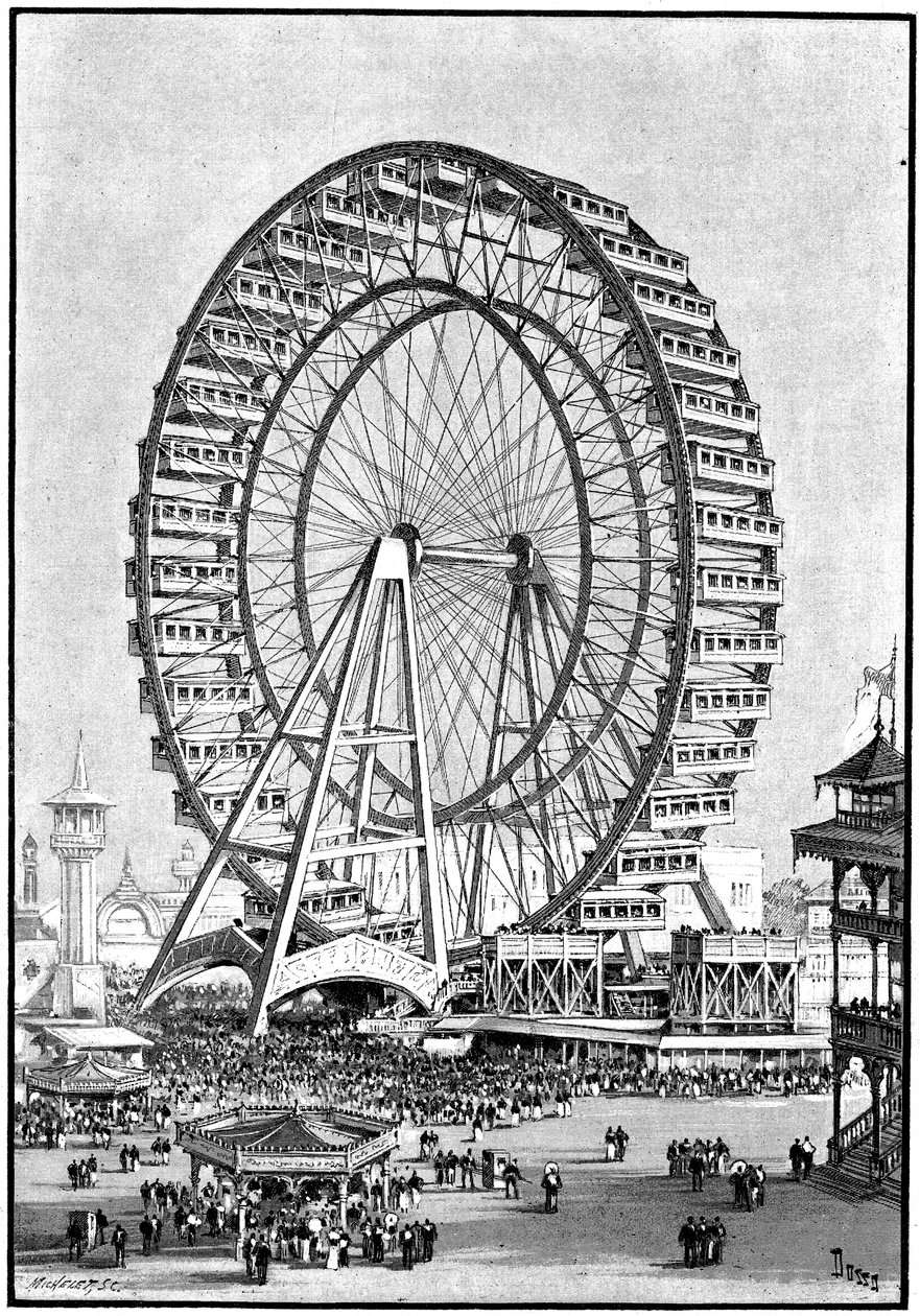 Olbrzymi diabelski młyn, wystawa międzynarodowa, Chicago, 1893 autorstwa Unbekannt