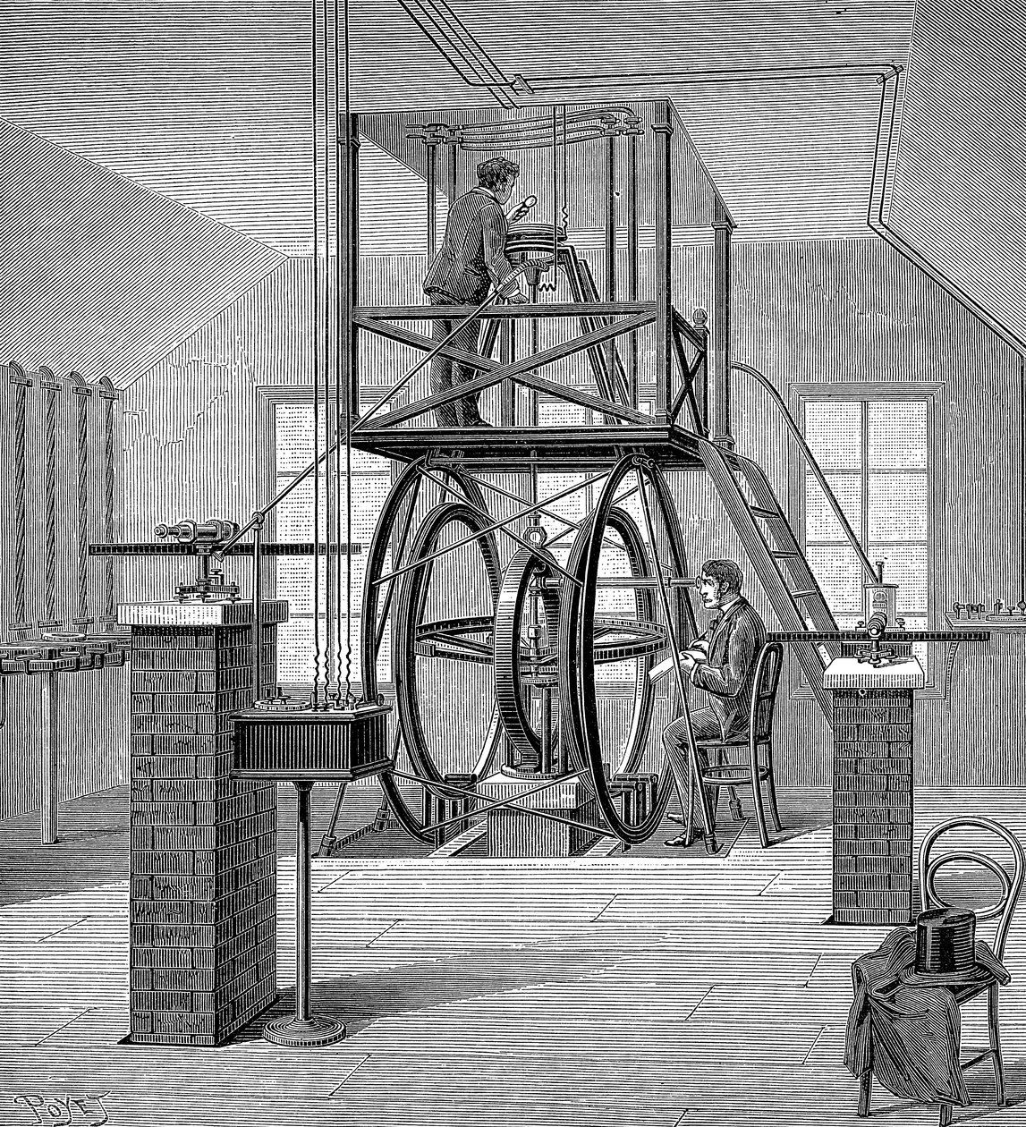 Gigantyczny galwanometr w laboratorium fizycznym, Cornell University, Nowy Jork, USA, 1886 r autorstwa Unbekannt