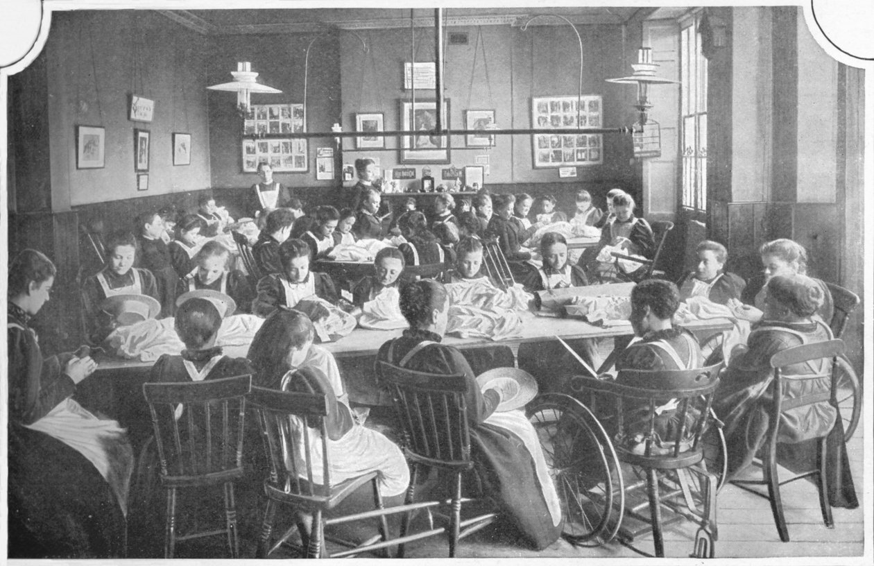 Dziewczyny w robótkach ręcznych, Halliwick School For Girls, Marylebone Road, Londyn, c1903 1903 autorstwa Unbekannt