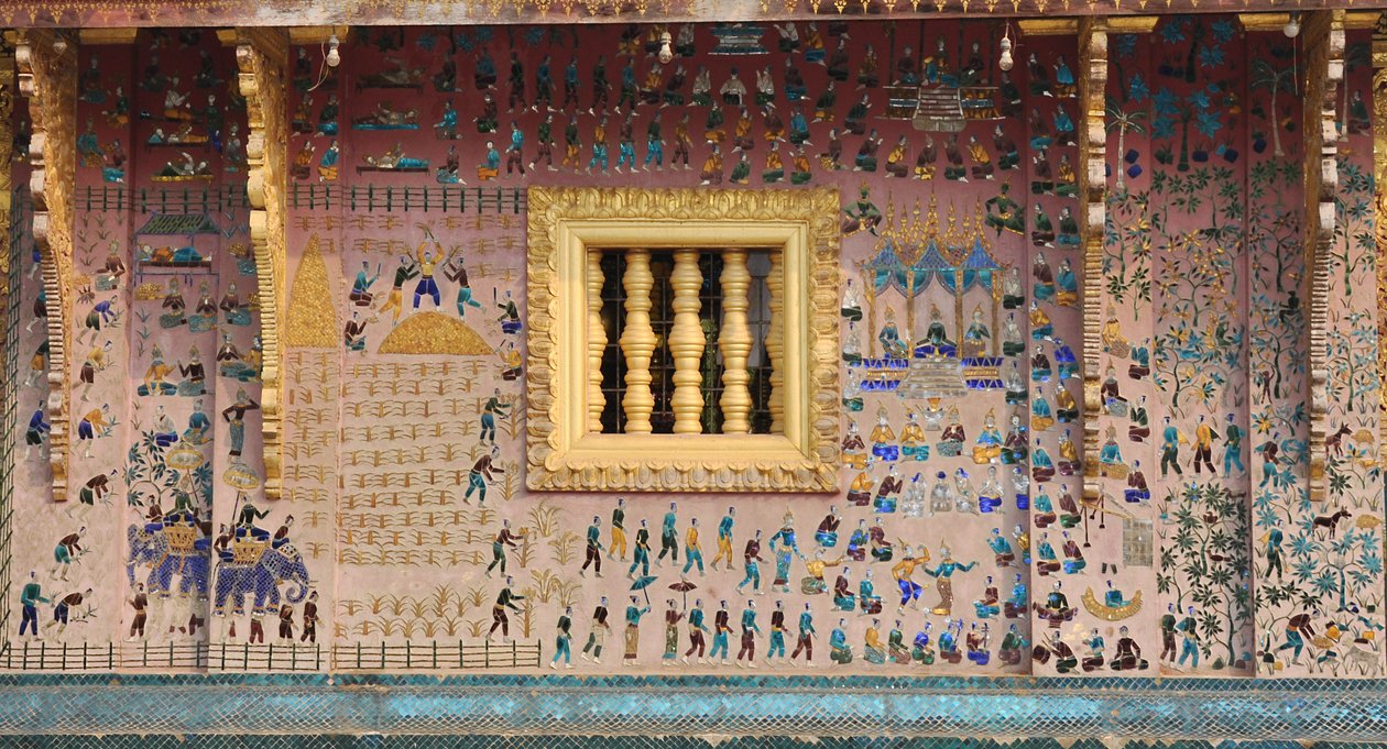 Szklane mozaiki w Wat Xieng Thong, Luang Prabang, Laos, lata 50. autorstwa Unbekannt