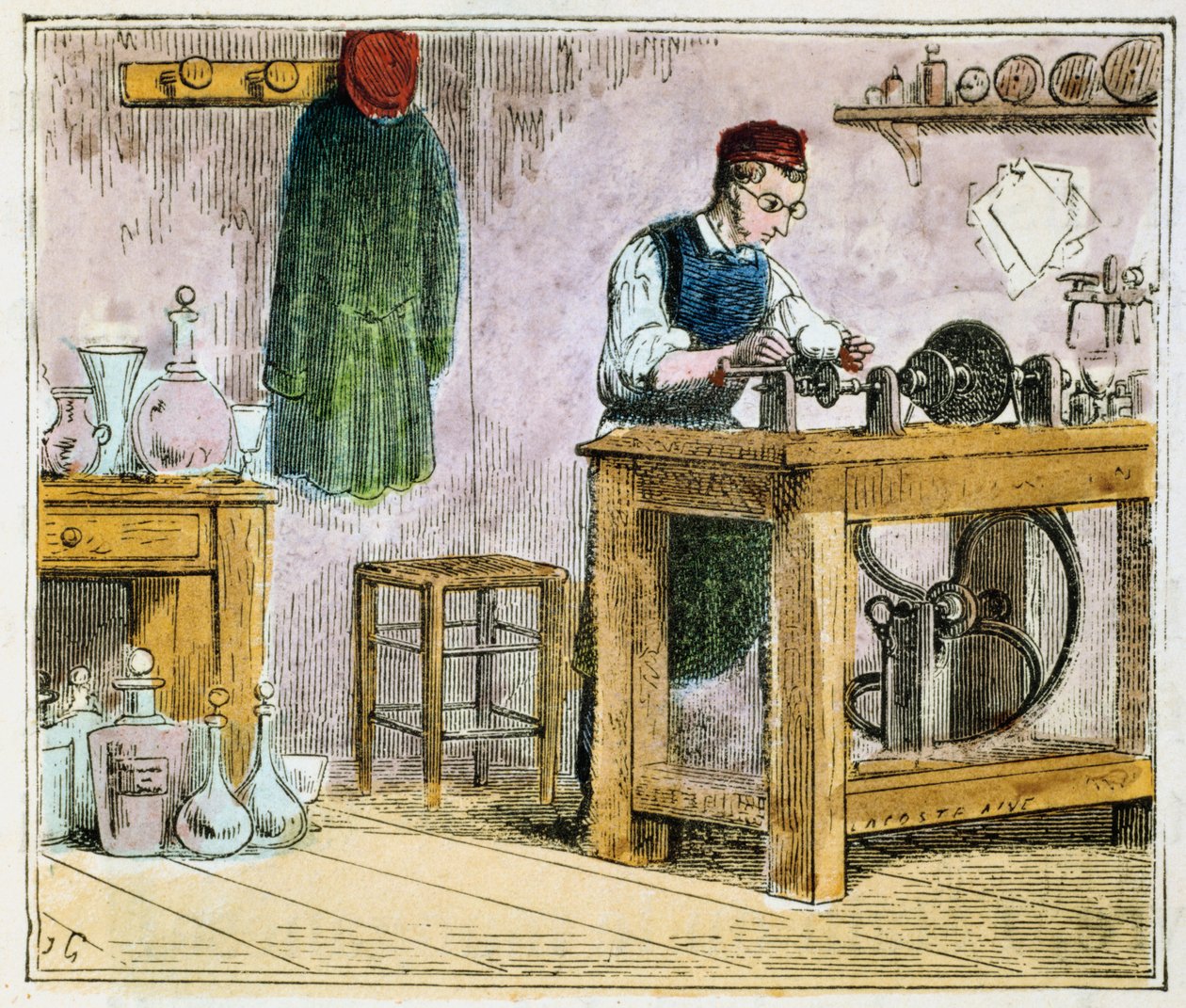Szlifowanie zastawy stołowej na kole karborundowym, 1867 autorstwa Unbekannt
