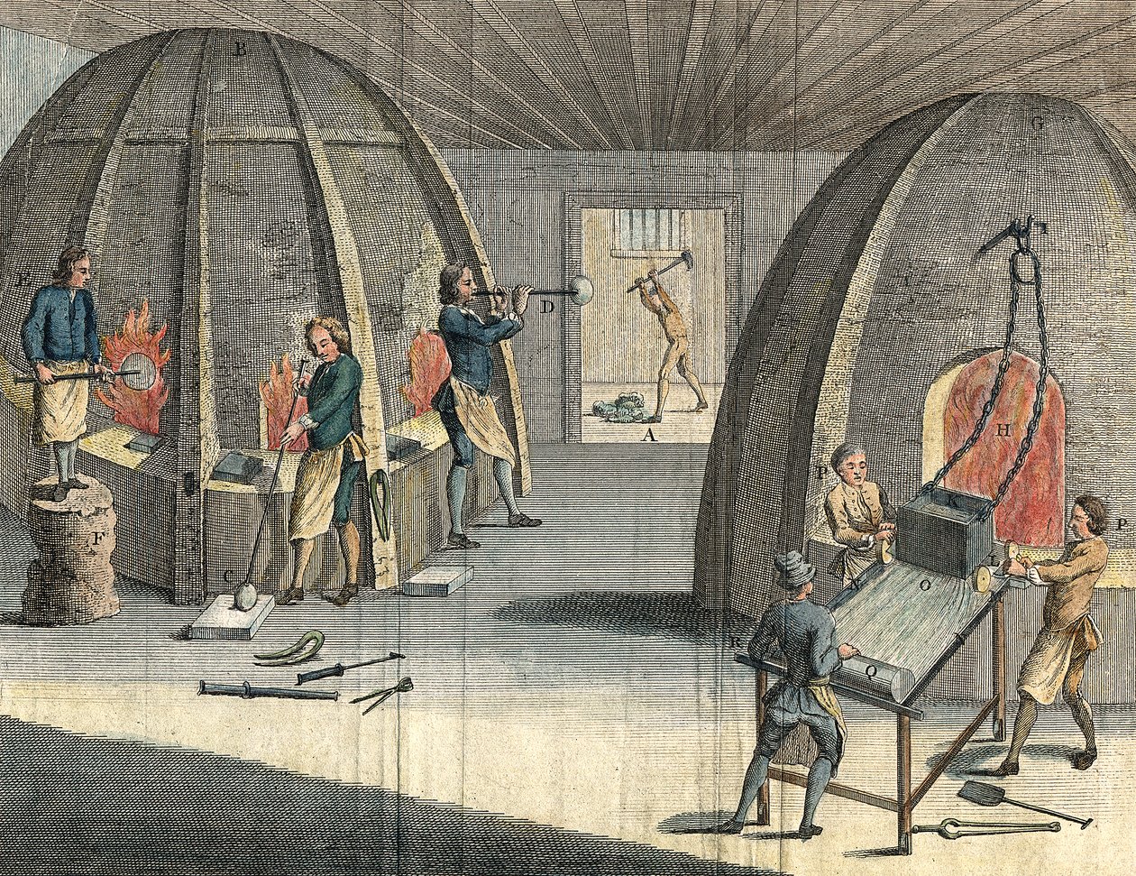 Produkcja szkła, 1760 autorstwa Unbekannt