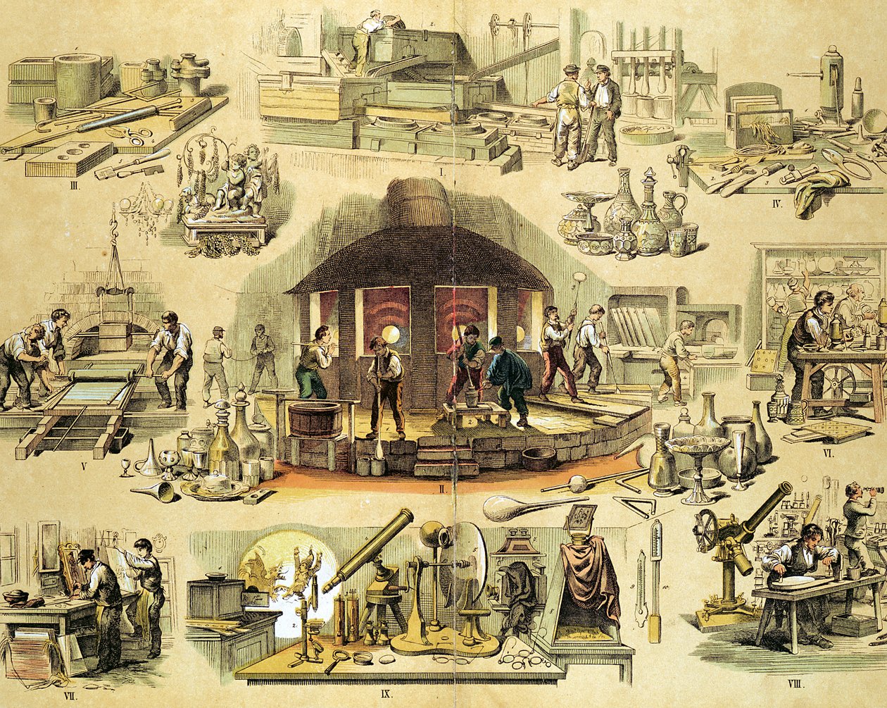Produkcja szkła, c1870 autorstwa Unbekannt
