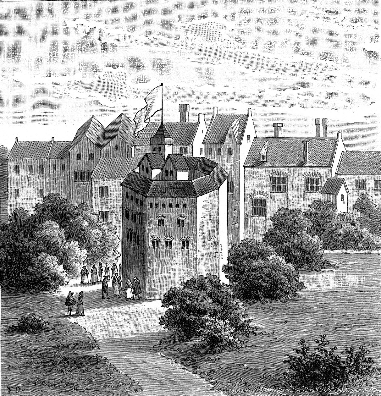 Globe Theatre, Bankside, Southwark, Londyn, jak wyglądał ok. 1598 r. autorstwa Unbekannt
