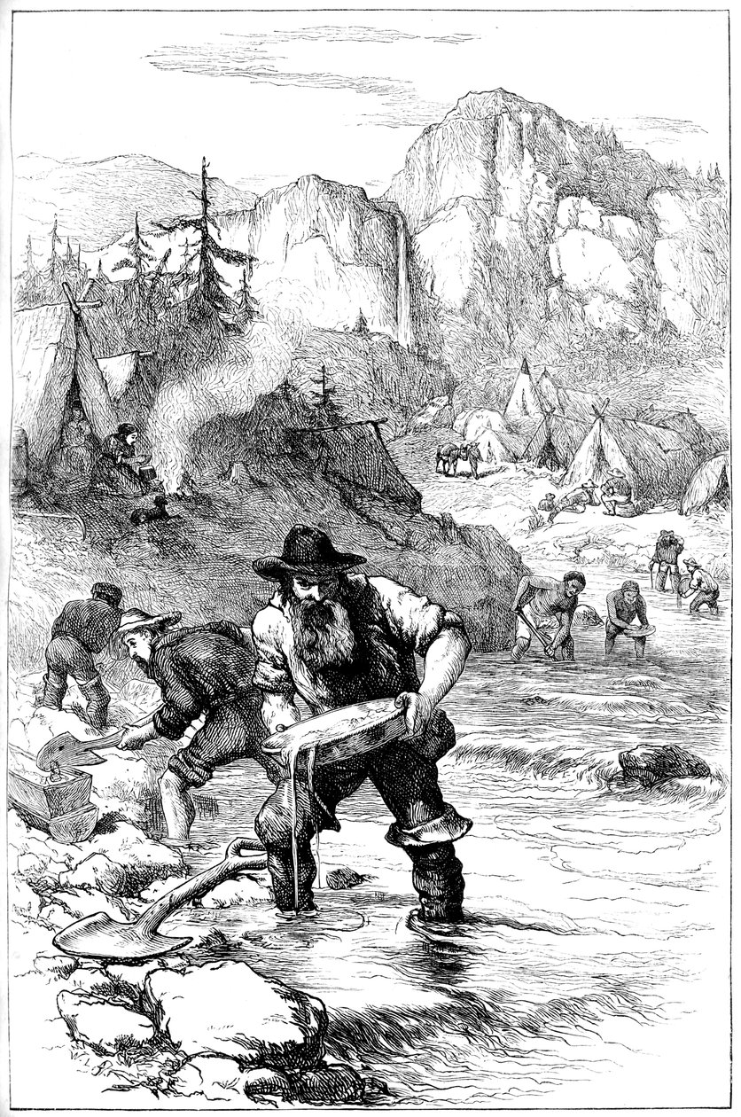 Pranie złota w Kalifornii, ok. 1840 ok. 1880 r. autorstwa Unbekannt