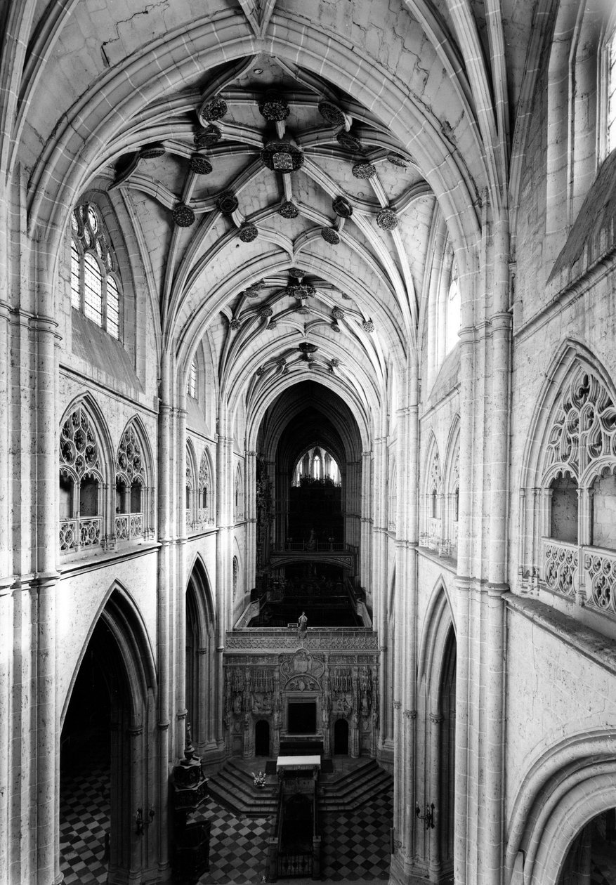 Architektura gotycka: widok na nawę z triforium. 1321-1504 Cathedrale de Saint Antolin, Palencia, Hiszpania autorstwa Unbekannt