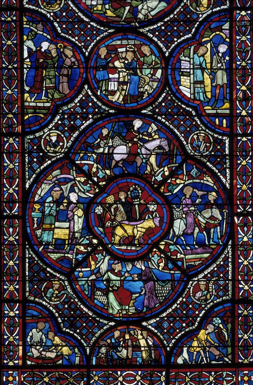 Sztuka gotycka: życie cudownego dziecka. Witraż ambulatorium katedry Saint Etienne de Bourges (Loir et Cher) autorstwa Unbekannt
