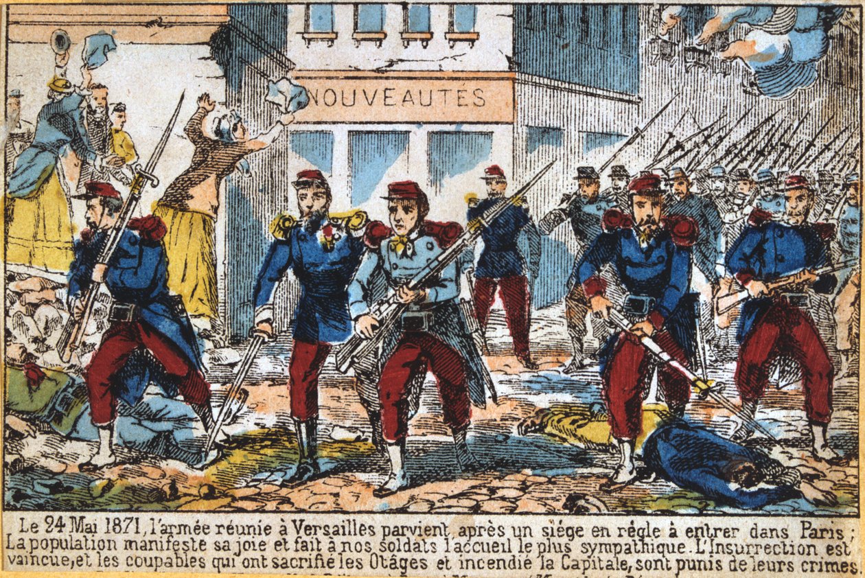 Żołnierze rządowi wkraczają do Paryża, by stłumić Komunę, 24 maja 1871 r autorstwa Unbekannt