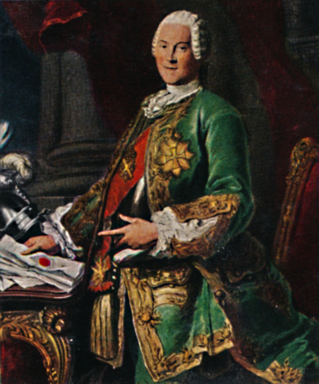 Hrabia Brühl 1700-1763. - Grawerowanie według obrazu Silvestre