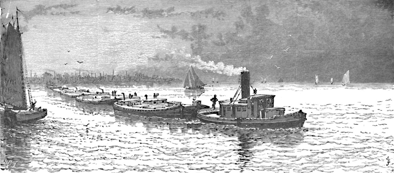 Statki zbożowe opuszczające Chicago, 1883 autorstwa Unbekannt