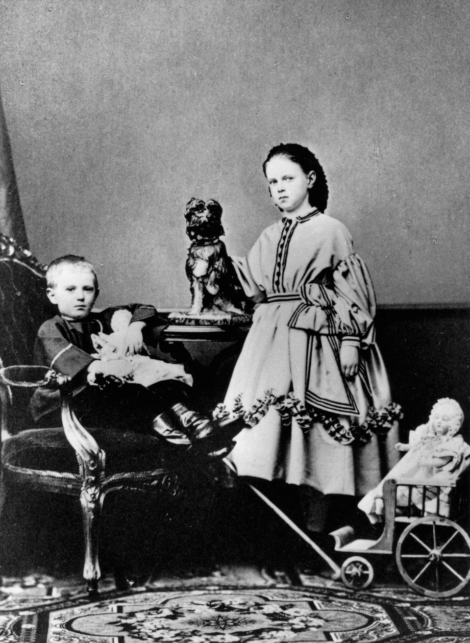 Wielka księżna Maria Aleksandrowna i wielki książę Siergiej Aleksandrowicz Rosji, ok. 1862–1863 r. autorstwa Unbekannt